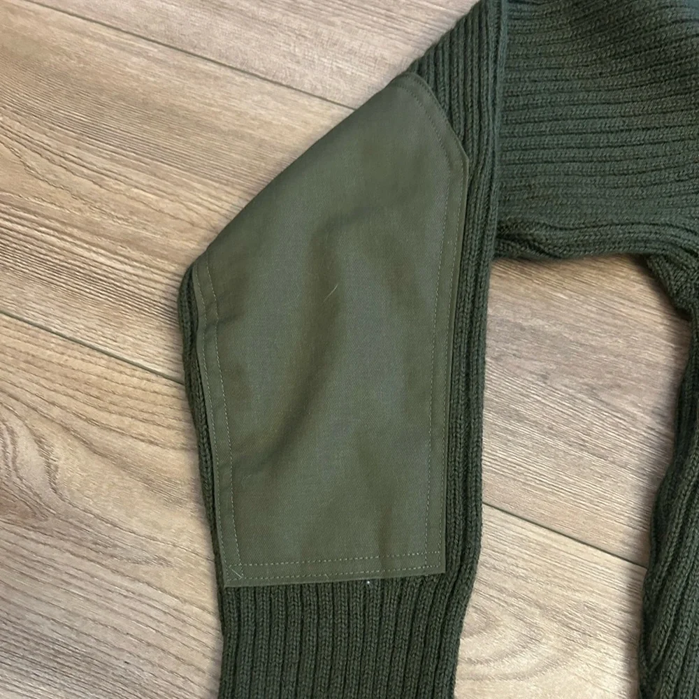 Vintage Y2K Military Wool Commando Sweater Size 40 Olive Green Rib Knit USA